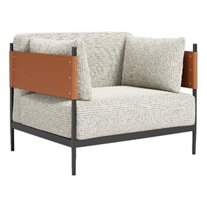 ZUO Stirbe Fabric Upholstered Armchair with Powder Coated Steel Legs in Gray