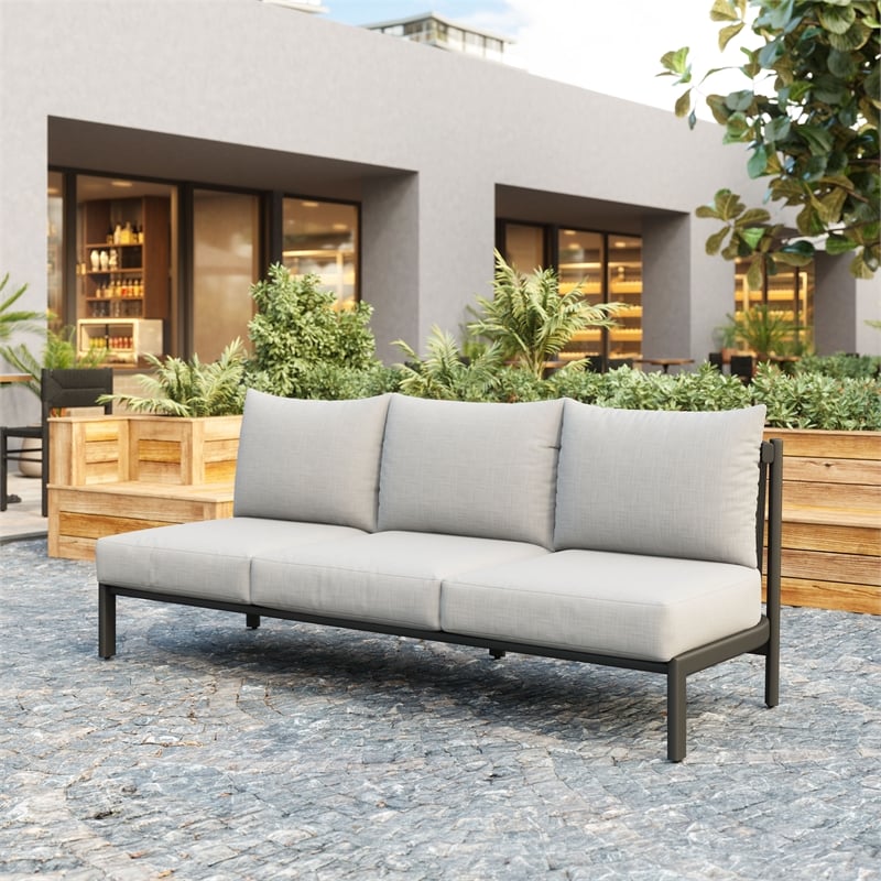 ZUO Horizon Powder Coated Aluminum Frame Sofa in Gray