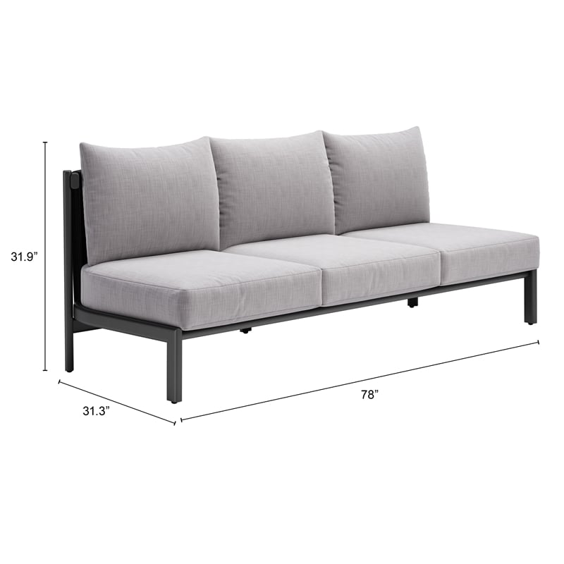 ZUO Horizon Powder Coated Aluminum Frame Sofa in Gray