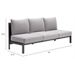 ZUO Horizon Powder Coated Aluminum Frame Sofa in Gray