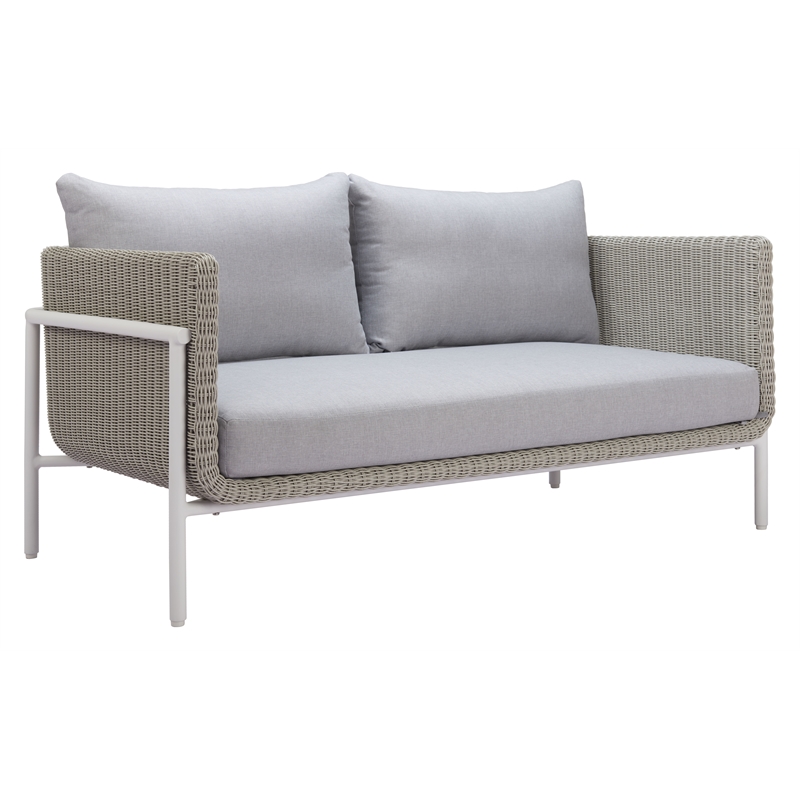 ZUO Frais Powder Coated Aluminum Frame Loveseat in Gray