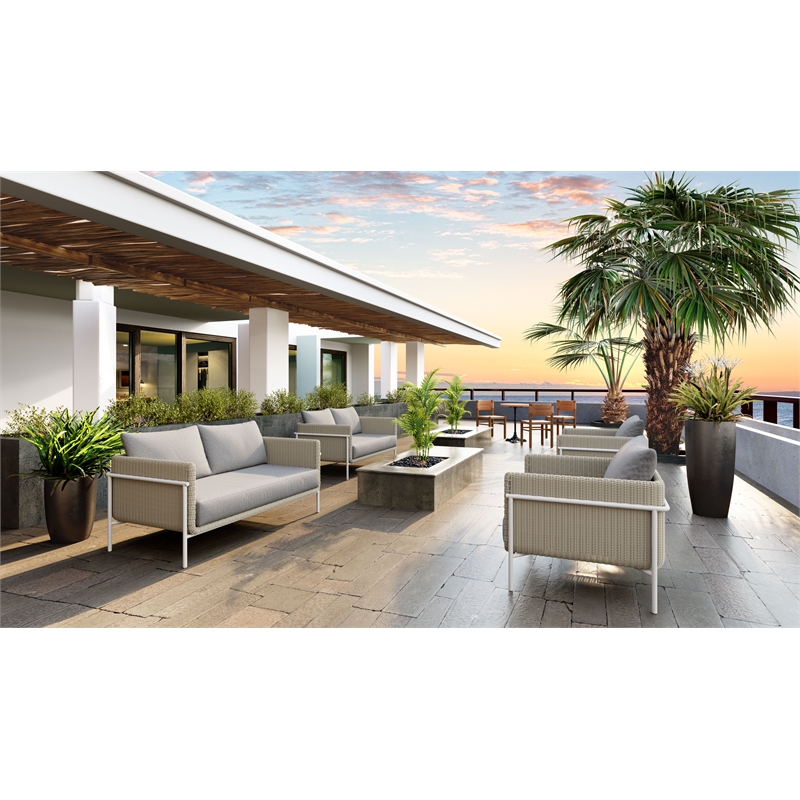 ZUO Frais Powder Coated Aluminum Frame Loveseat in Gray