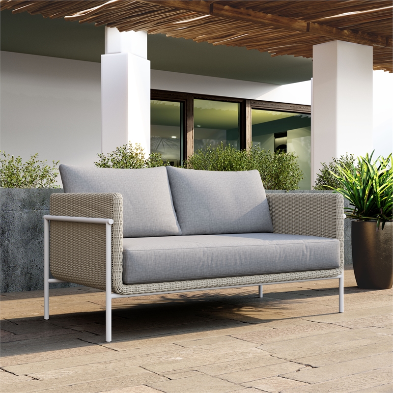 ZUO Frais Powder Coated Aluminum Frame Loveseat in Gray