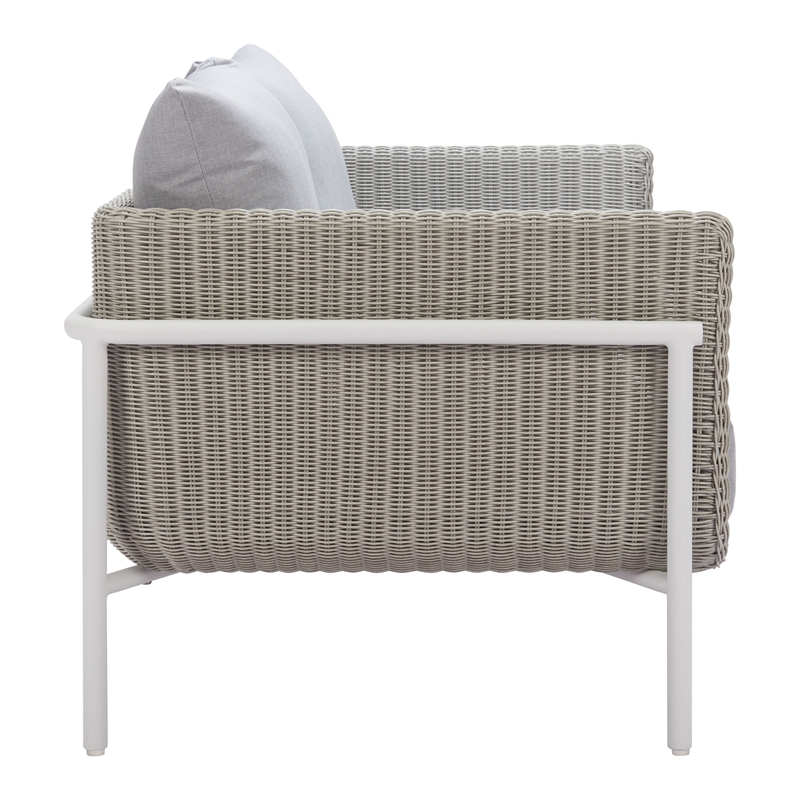 ZUO Frais Powder Coated Aluminum Frame Loveseat in Gray