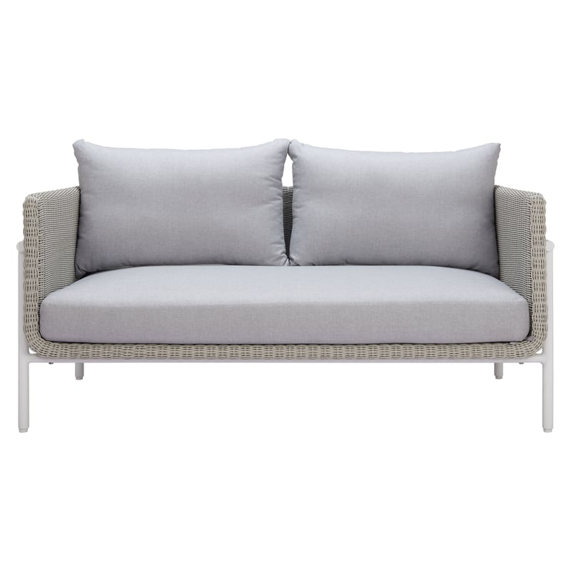 ZUO Frais Powder Coated Aluminum Frame Loveseat in Gray