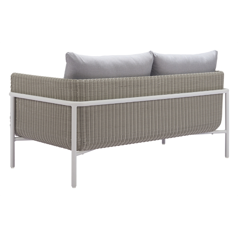 ZUO Frais Powder Coated Aluminum Frame Loveseat in Gray
