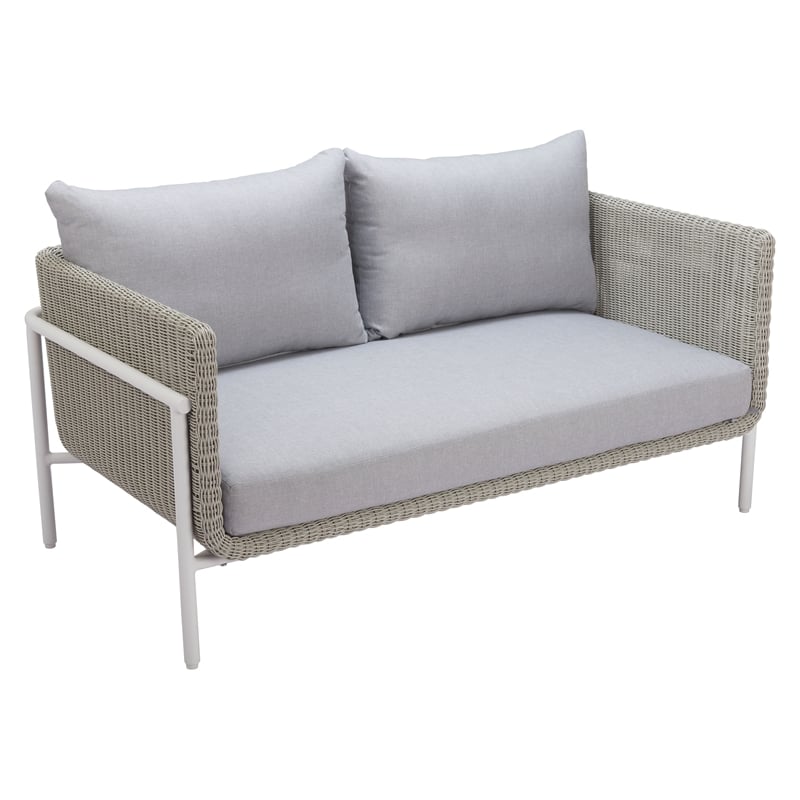 ZUO Frais Powder Coated Aluminum Frame Loveseat in Gray