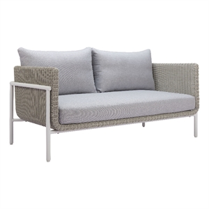 ZUO Frais Powder Coated Aluminum Frame Loveseat in Gray