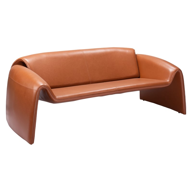 ZUO Horten Faux Leather Upholstered Sofa in Brown