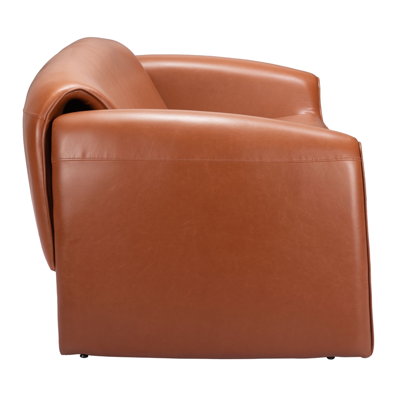 ZUO Horten Faux Leather Upholstered Sofa in Brown