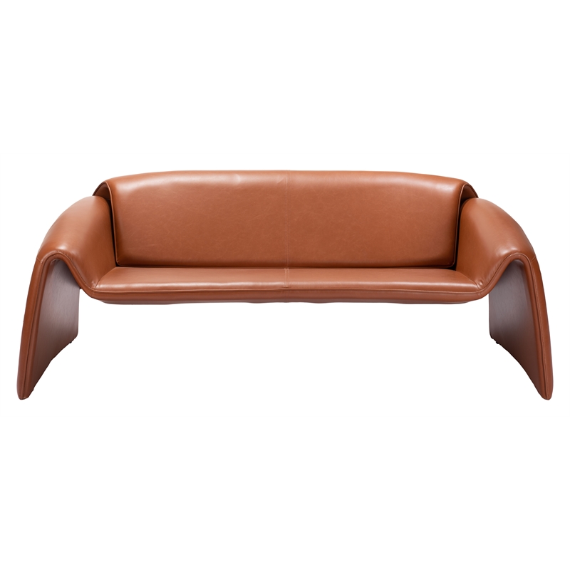 ZUO Horten Faux Leather Upholstered Sofa in Brown