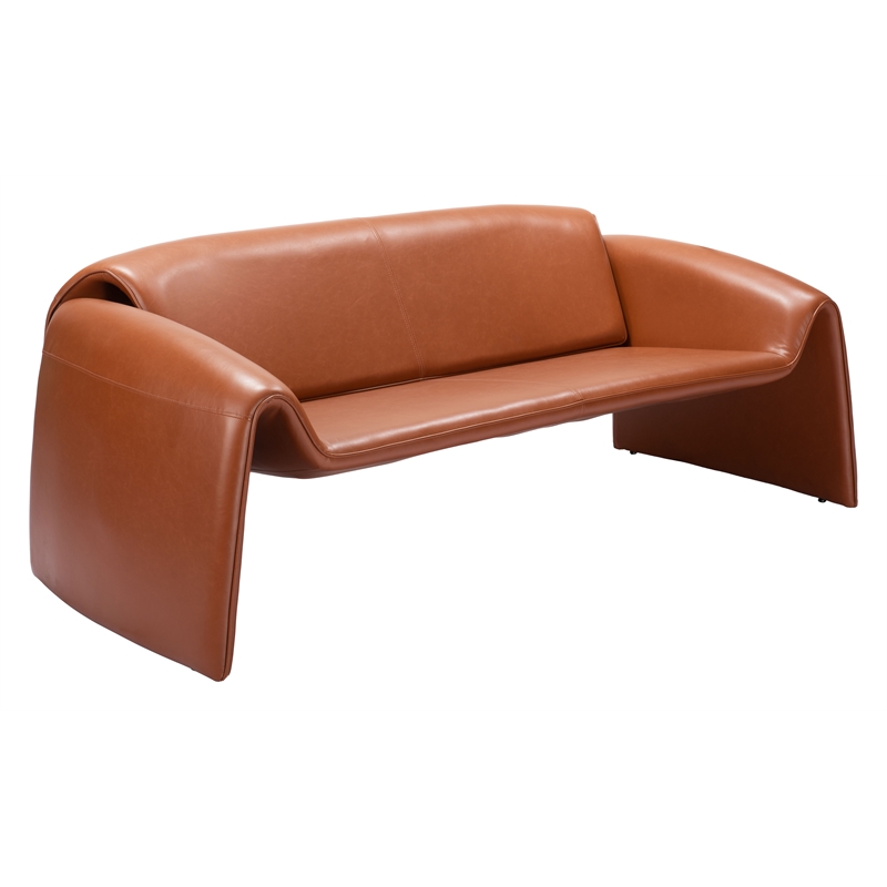 ZUO Horten Faux Leather Upholstered Sofa in Brown