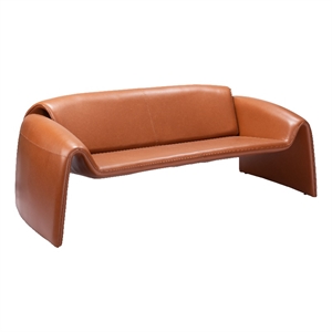 ZUO Horten Faux Leather Upholstered Sofa in Brown