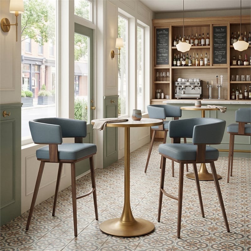 Poise Barstool Azure Gray & Walnut