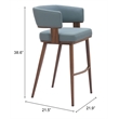 Poise Barstool Azure Gray & Walnut