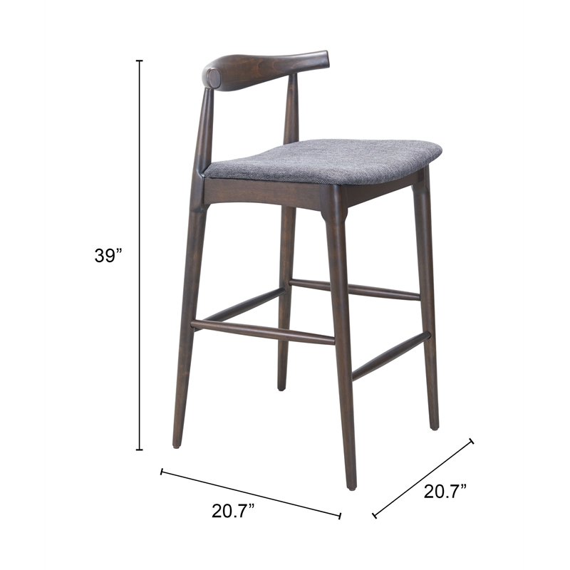 Tuzka Barstool (Set of 2) Gray & Espresso