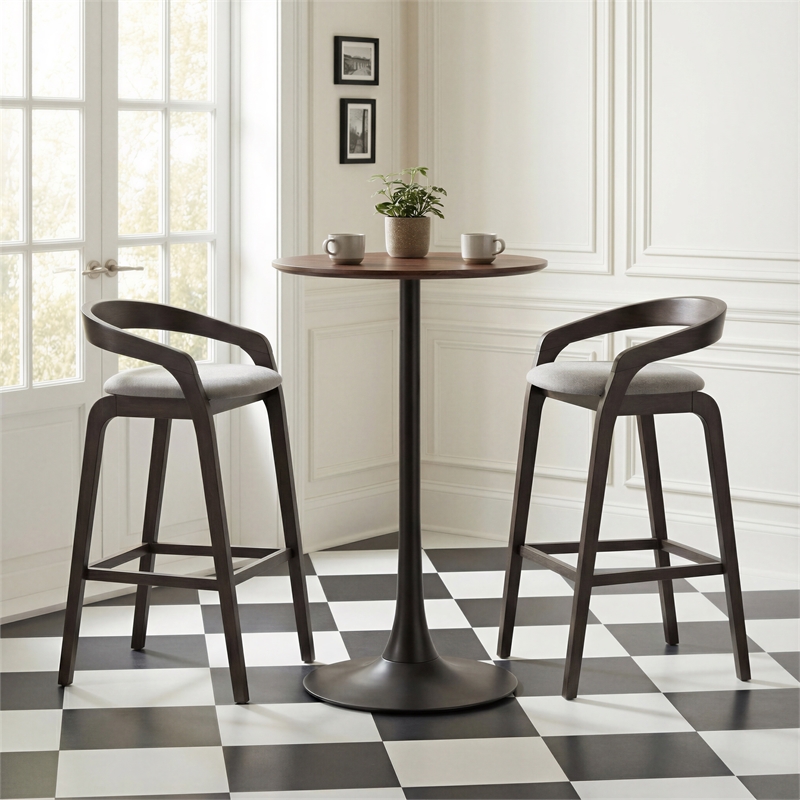 Troy Barstool (Set of 2) Dove Gray & Espresso