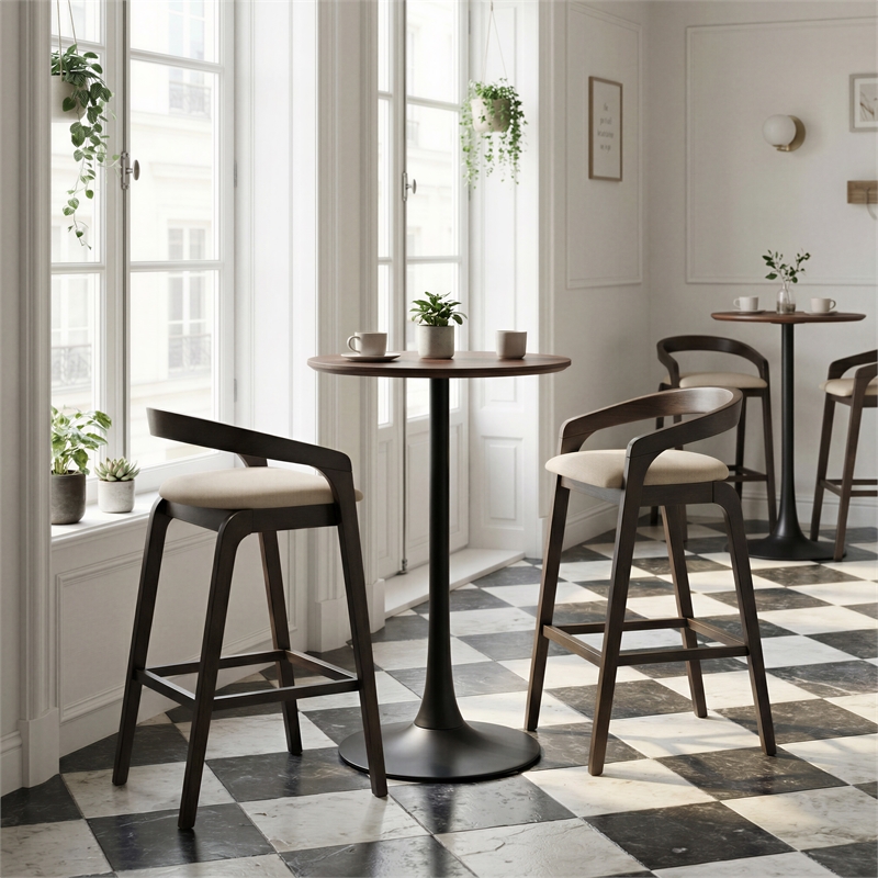 Troy Barstool (Set of 2) Dove Gray & Espresso