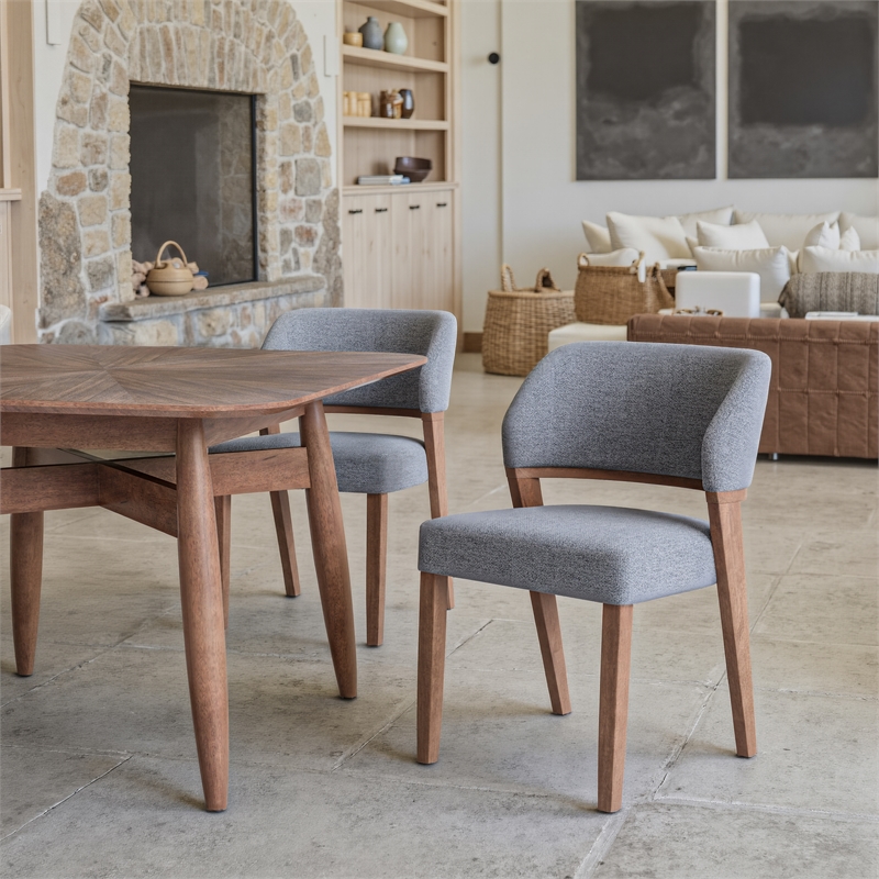 Sunobu Dining Chair (Set of 2) Azure Gray & Walnut