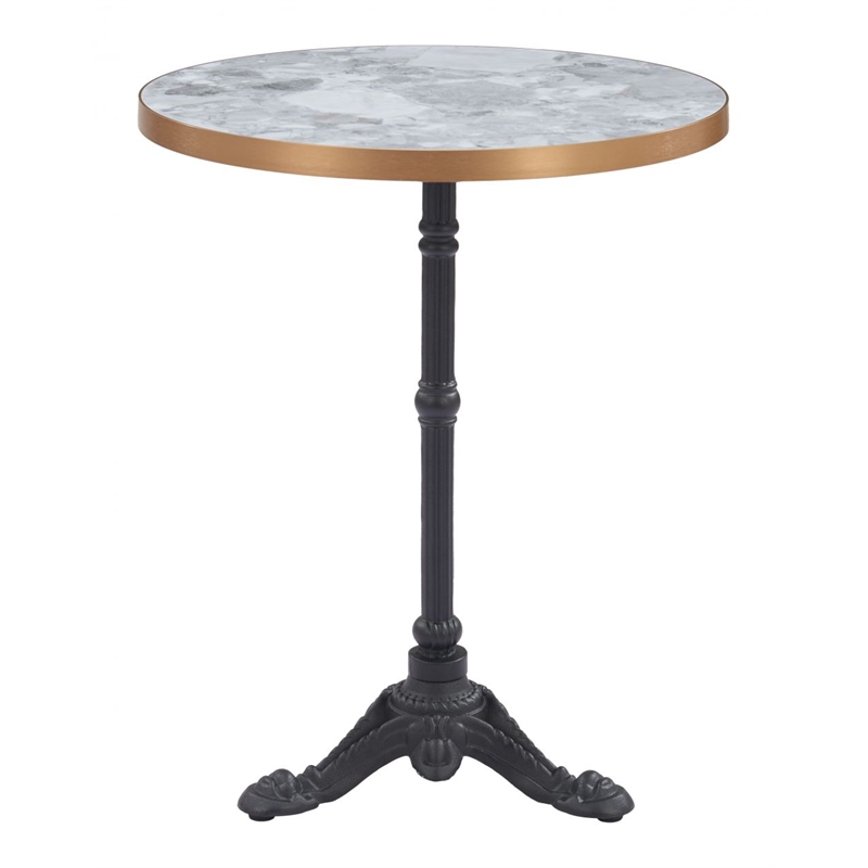 Zuo Gazebo Faux Stone MDF/Cast Aluminum Iron Patio Pub Table in Multi-Color
