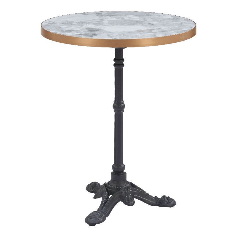 Zuo Gazebo Faux Stone MDF/Cast Aluminum Iron Patio Pub Table in Multi-Color