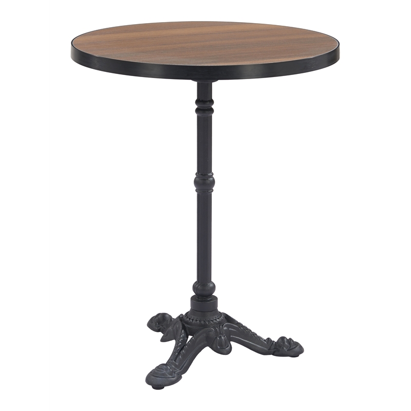 ZUO Gazebo Cast Aluminum Frame Bistro Table in Walnut