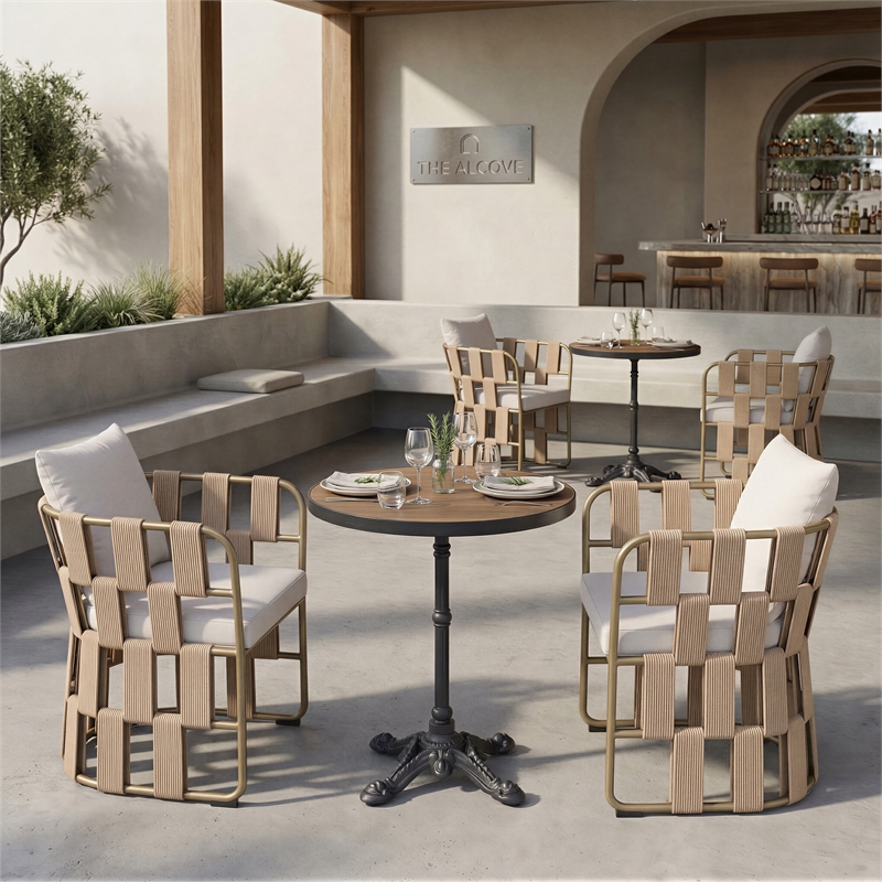 ZUO Gazebo Cast Aluminum Frame Bistro Table in Walnut