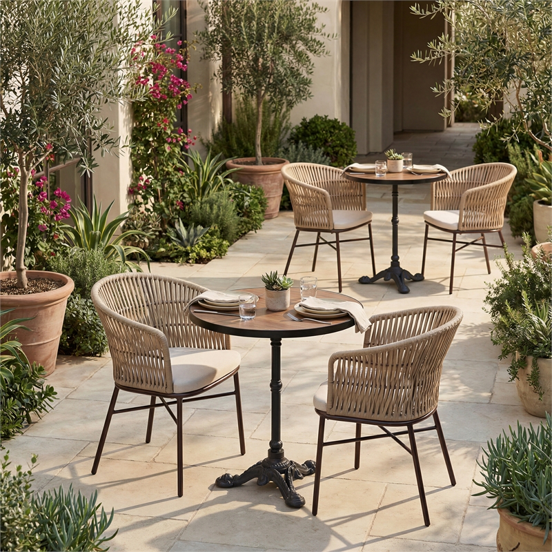 ZUO Gazebo Cast Aluminum Frame Bistro Table in Walnut