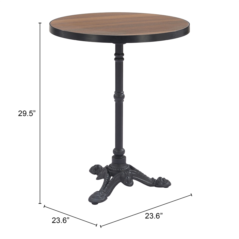 ZUO Gazebo Cast Aluminum Frame Bistro Table in Walnut