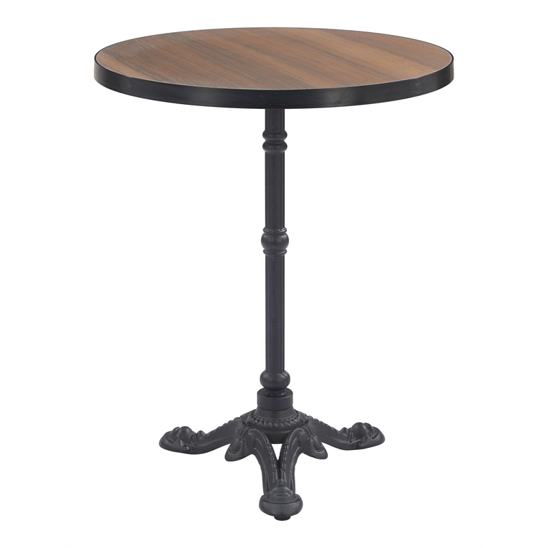 ZUO Gazebo Cast Aluminum Frame Bistro Table in Walnut