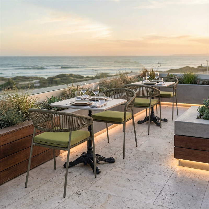 ZUO Alfresco Cast Aluminum Frame Bistro Table in Gray