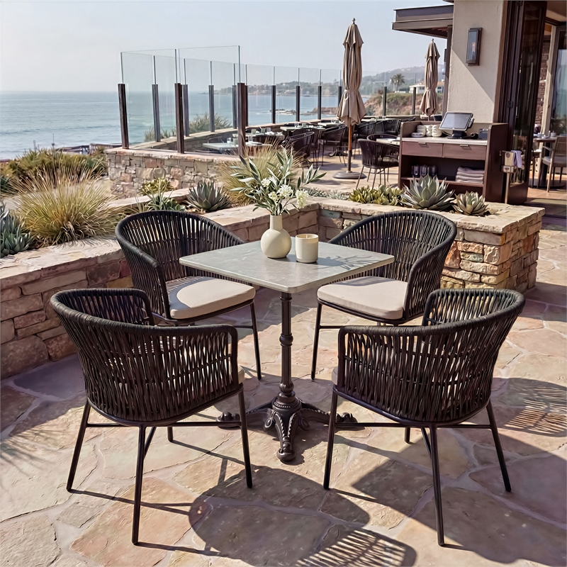 ZUO Alfresco Cast Aluminum Frame Bistro Table in Gray