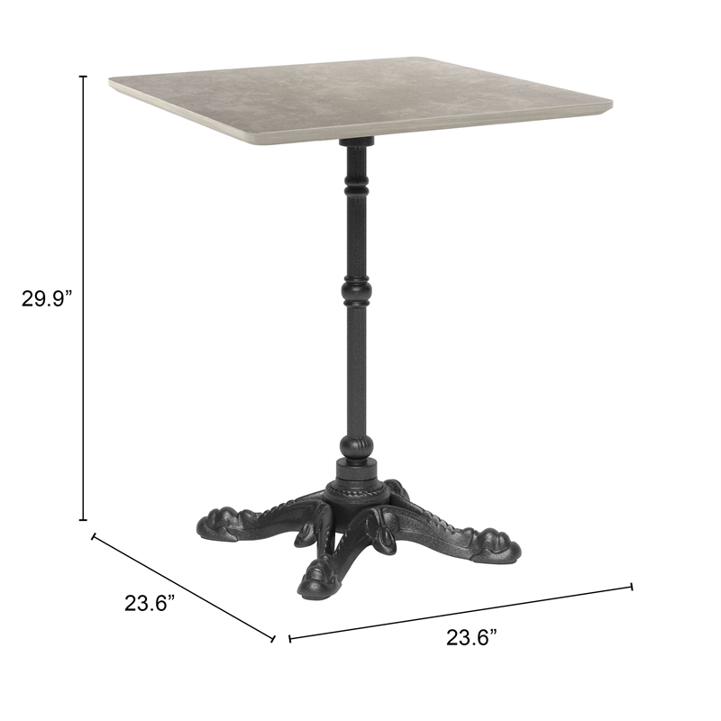 ZUO Alfresco Cast Aluminum Frame Bistro Table in Gray
