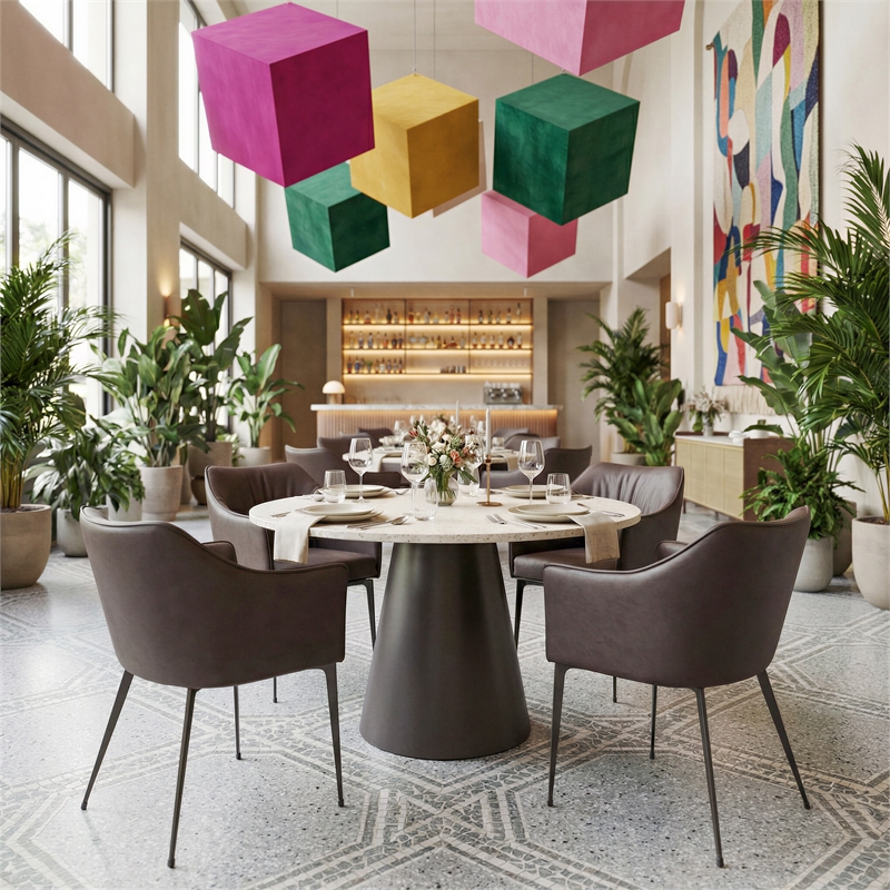 ZUO Jorf Engineered Wood and Steel Dining Table in Beige & Bronze