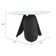 ZUO Toru Sintered Stone-Top and Sturdy Steel Base Dining Table in White