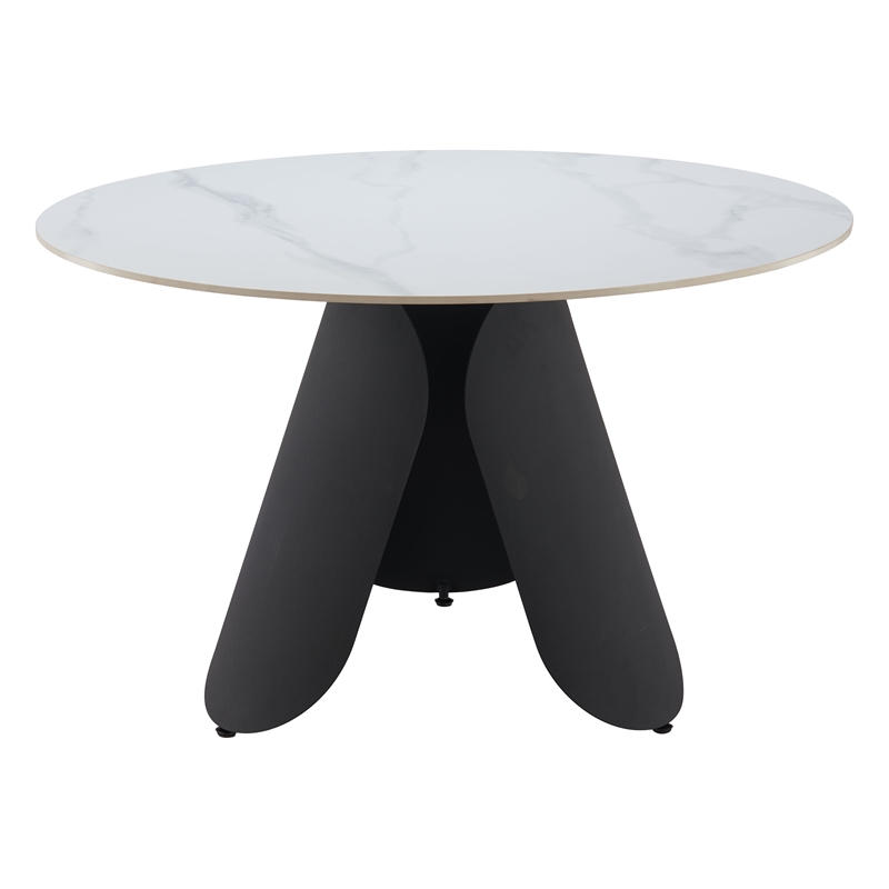 ZUO Toru Sintered Stone-Top and Sturdy Steel Base Dining Table in White