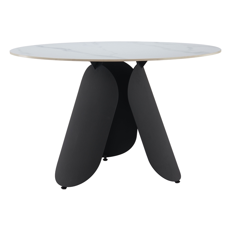 ZUO Toru Sintered Stone-Top and Sturdy Steel Base Dining Table in White
