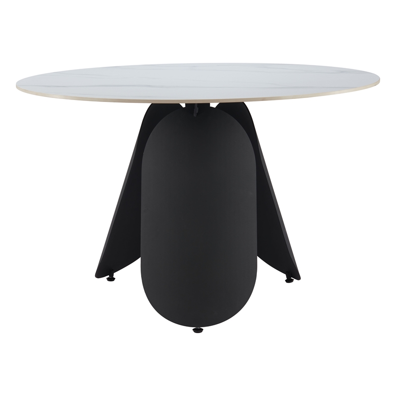 ZUO Toru Sintered Stone-Top and Sturdy Steel Base Dining Table in White