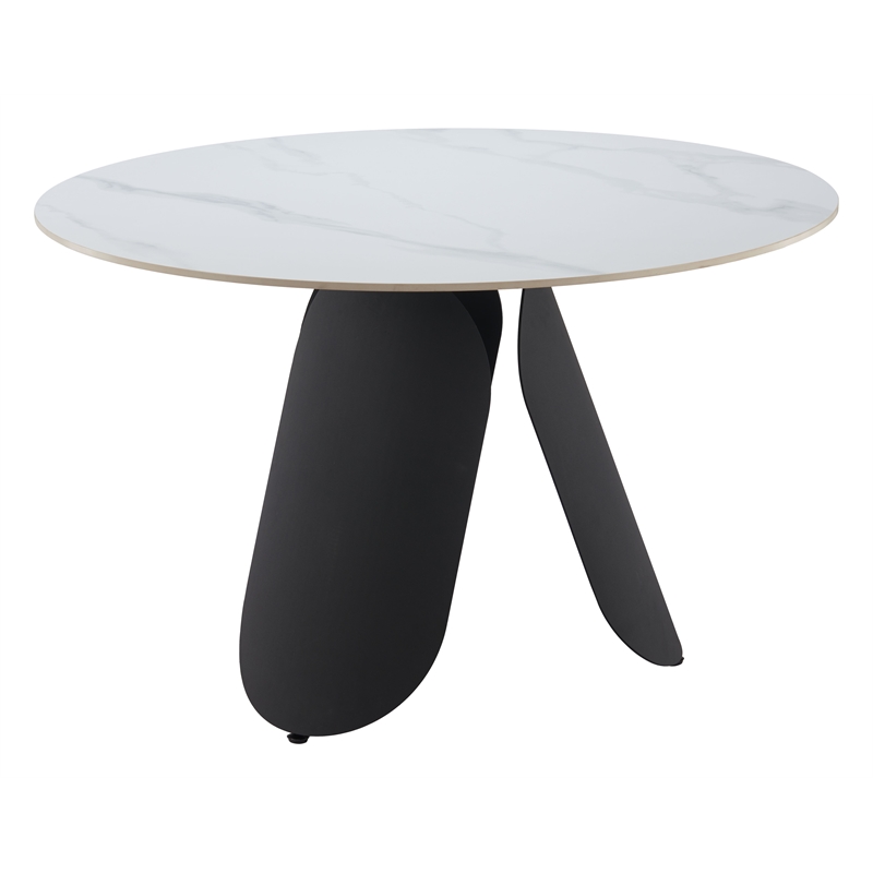 ZUO Toru Sintered Stone-Top and Sturdy Steel Base Dining Table in White
