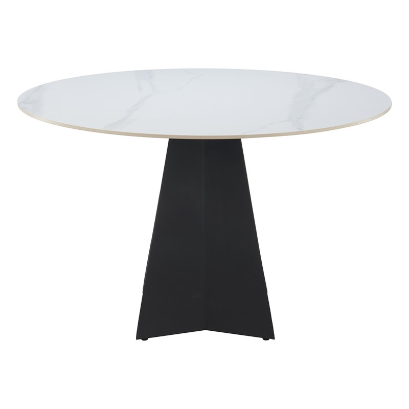 ZUO Izar Sintered Stone Top and Steel Base Dining Table in White