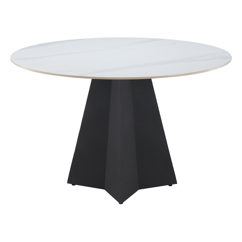 ZUO Izar Sintered Stone Top and Steel Base Dining Table in White