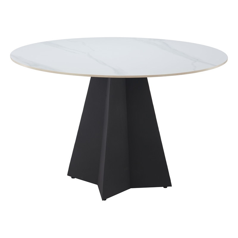 ZUO Izar Sintered Stone Top and Steel Base Dining Table in White