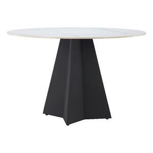 ZUO Izar Sintered Stone Top and Steel Base Dining Table in White