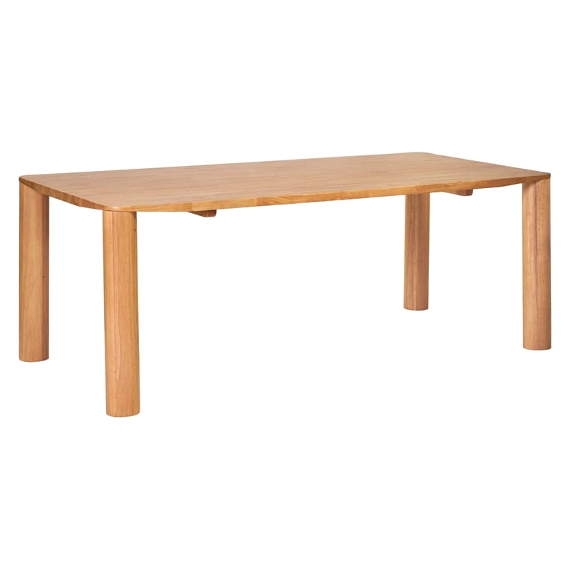 ZUO Eazy Solid Rubber Wood Frame Dining Table in Natural