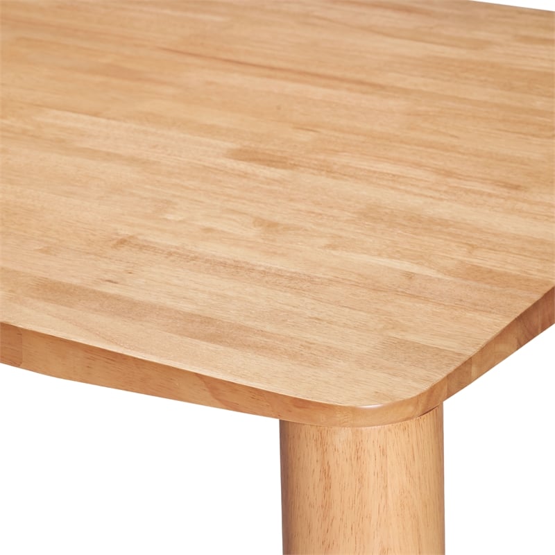 ZUO Eazy Solid Rubber Wood Frame Dining Table in Natural