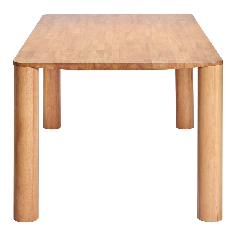 ZUO Eazy Solid Rubber Wood Frame Dining Table in Natural