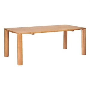ZUO Eazy Solid Rubber Wood Frame Dining Table in Natural