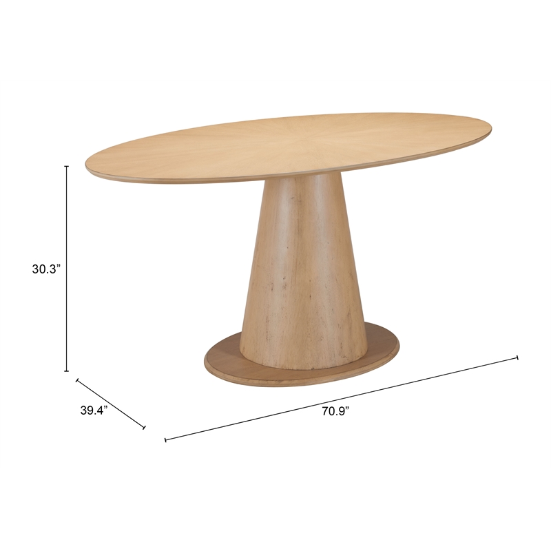 ZUO Disque Rubber Wood Dining Table in Natural