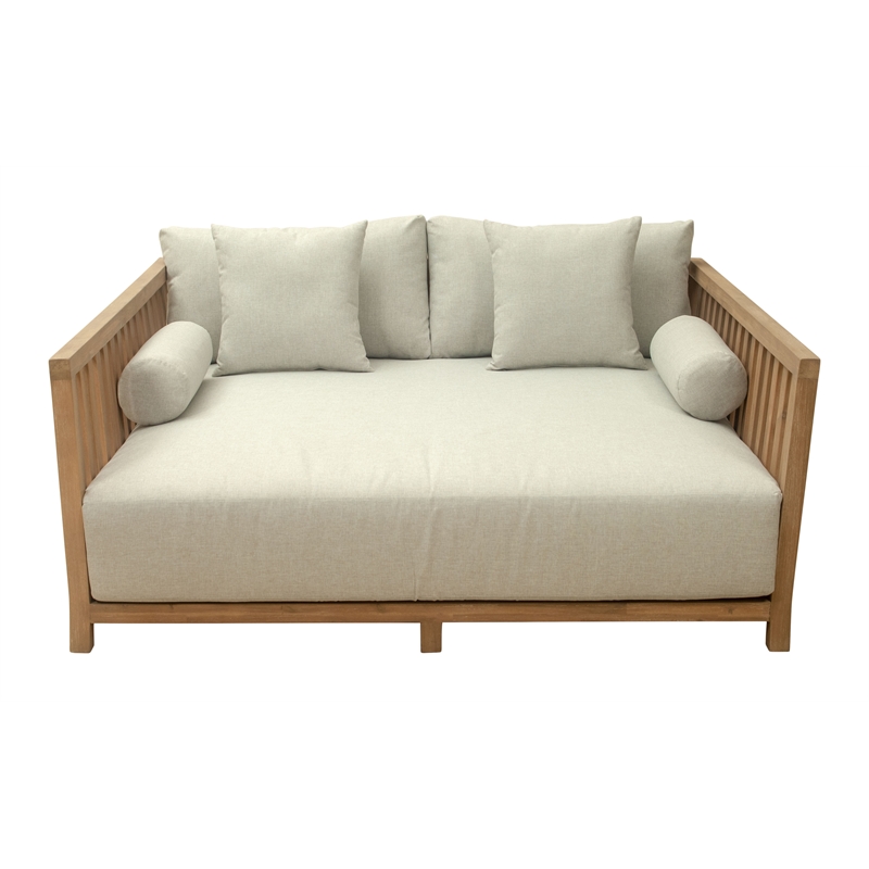 ZUO Teras Olefin Fabric and Acacia Wood Daybed in Gray