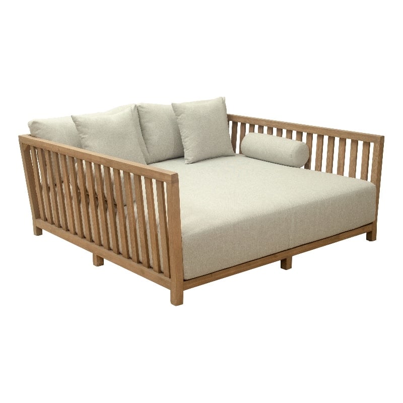 ZUO Teras Olefin Fabric and Acacia Wood Daybed in Gray